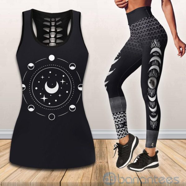 Moon Phase Yoga Hollow Tank And Legging Outfit Product Photo