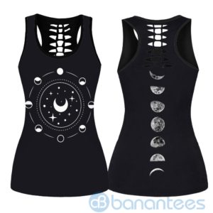 Moon Phase Yoga Hollow Tank And Legging Outfit Product Photo