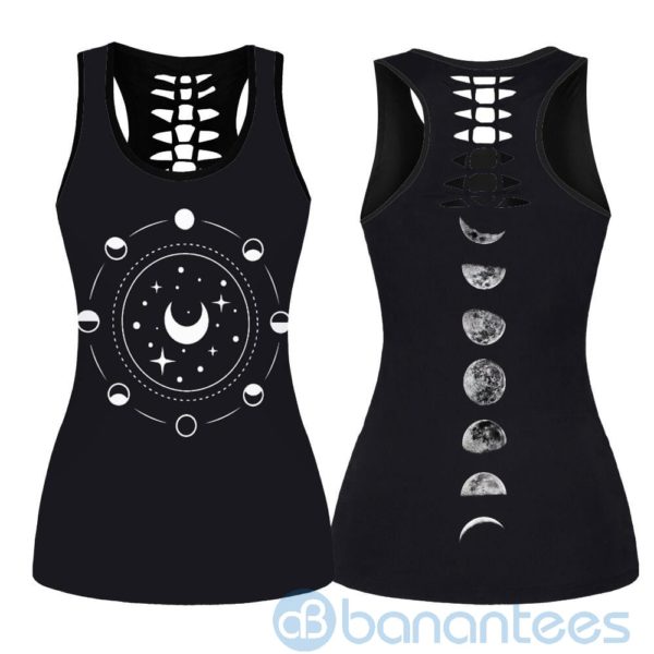 Moon Phase Yoga Hollow Tank And Legging Outfit Product Photo