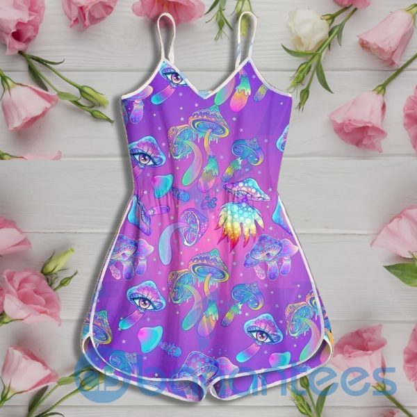 Mushroom Psychedelic Color Pattern Rompers For Women Product Photo