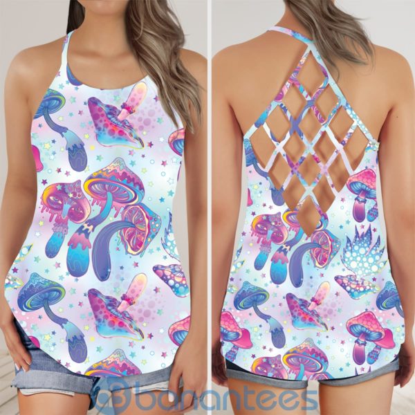 Mushroom Reflective Combo Criss Cross Tank Top Product Photo