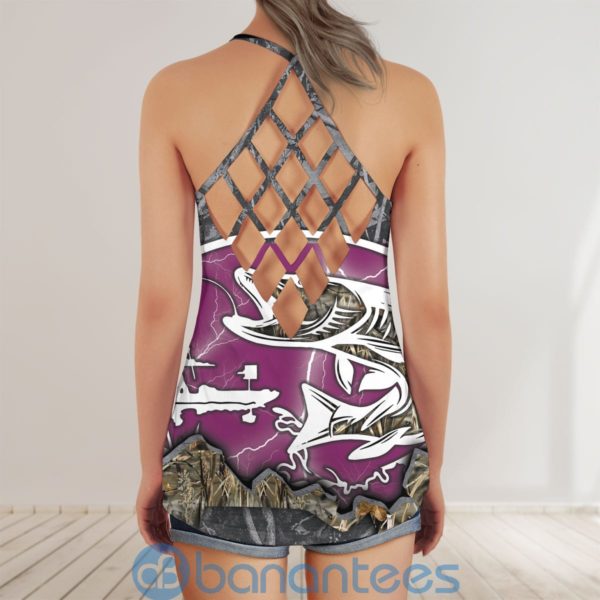 Musky Fishing Nature Shrubs Women Criss Cross Tank Top Product Photo