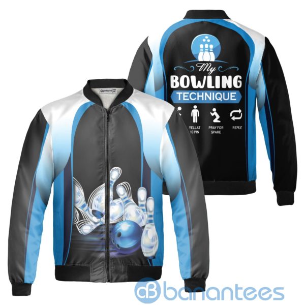 My Bowling Technique Unique Bowling Fleece Bomber Jacket Product Photo