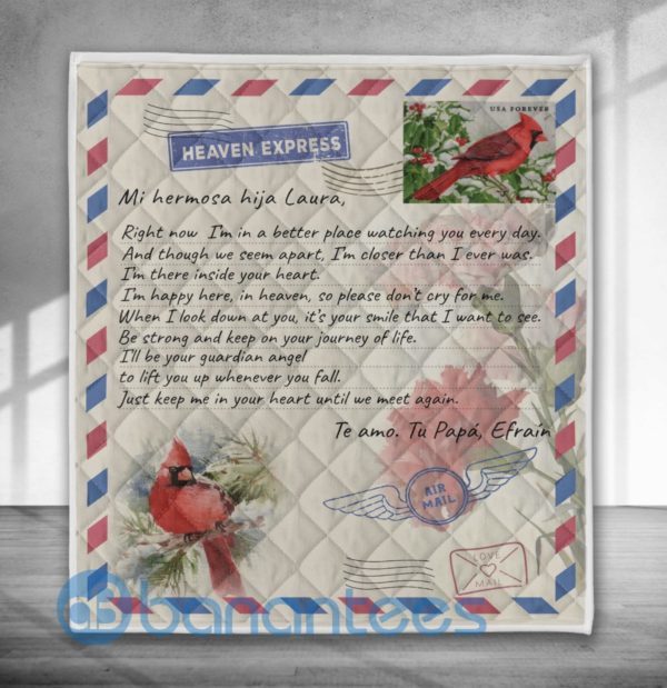 Gift To My Daughter Air Mail Red Bird Quilt Blanket Product Photo