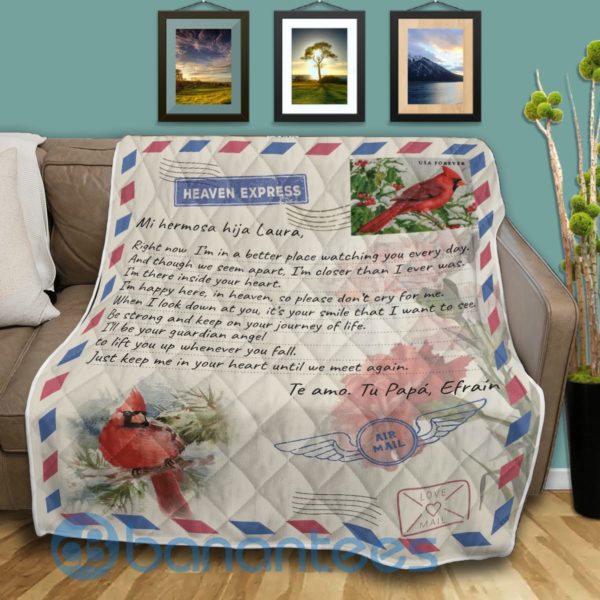 Gift To My Daughter Air Mail Red Bird Quilt Blanket Product Photo