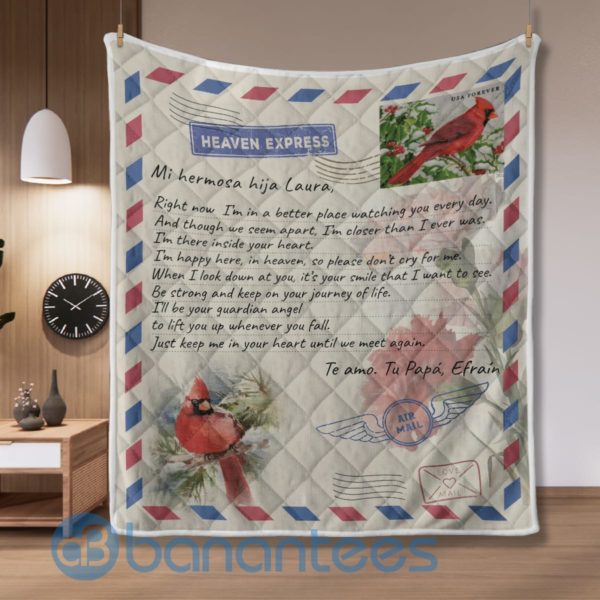 Gift To My Daughter Air Mail Red Bird Quilt Blanket Product Photo