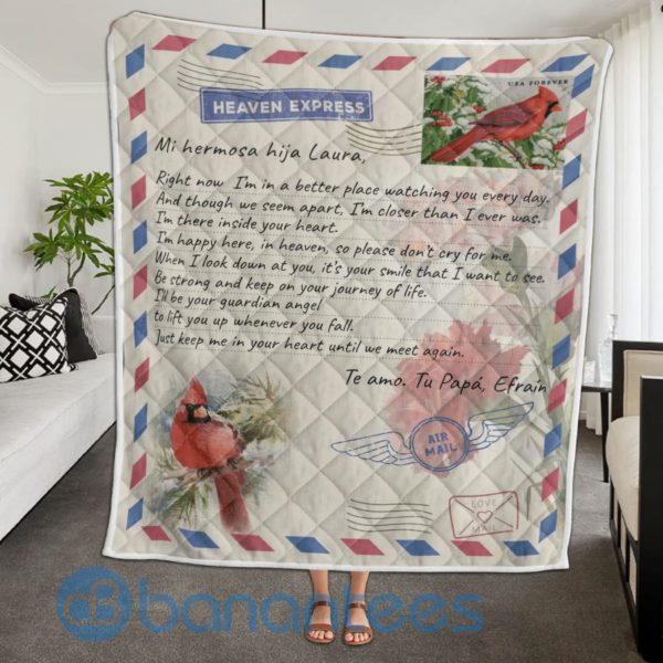 Gift To My Daughter Air Mail Red Bird Quilt Blanket Product Photo