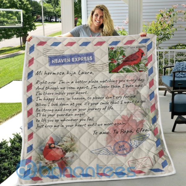 Gift To My Daughter Air Mail Red Bird Quilt Blanket Product Photo