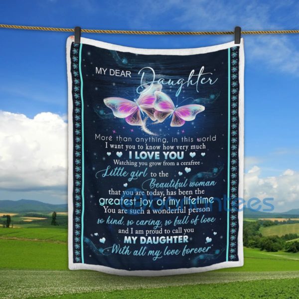 My Daughter With All My Love Forever Butterfly Sherpa Blanket Product Photo