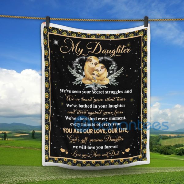 My Daughter You Are Our Love Our Life Sloth Sherpa Blanket Product Photo