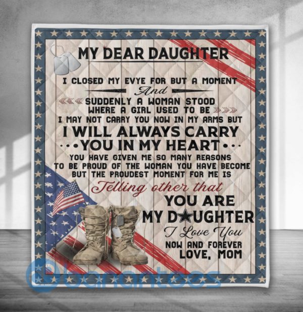 My Dear Daughter Soldier Quilt Blanket Product Photo