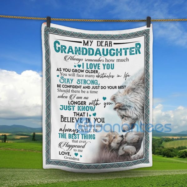 My Dear Granddaughter Wolf Sherpa Blanket Product Photo