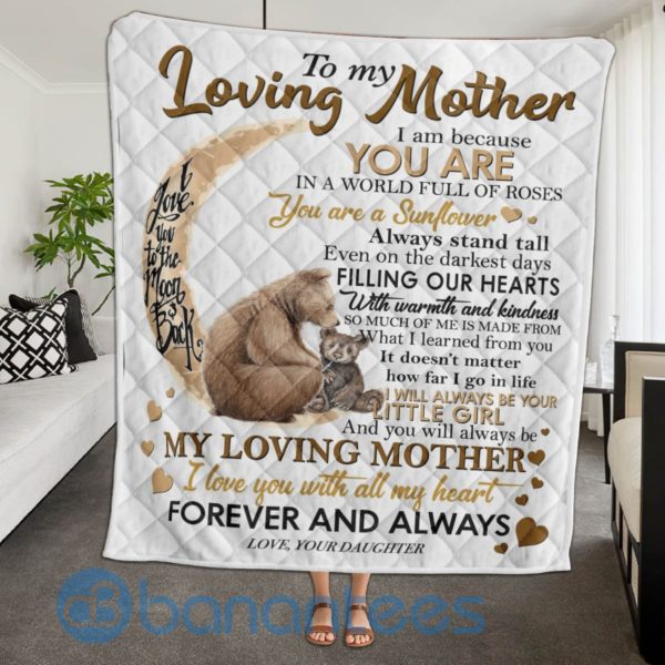 My Loving Mother I Love You With All My Heart, Bear Quilt Blanket Product Photo