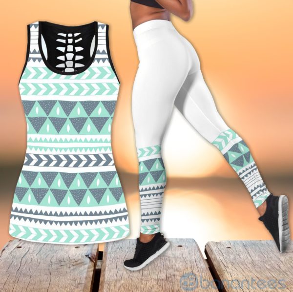 Native America Yoga Set Tribal Patterns Hollow Tank And Legging Outfit Product Photo