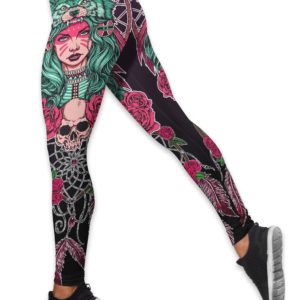 Native American Girl Pink Hollow Tank And Legging Outfit Product Photo