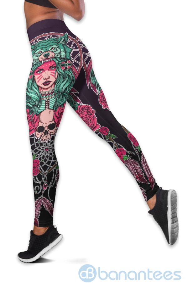 Native American Girl Pink Hollow Tank And Legging Outfit Product Photo