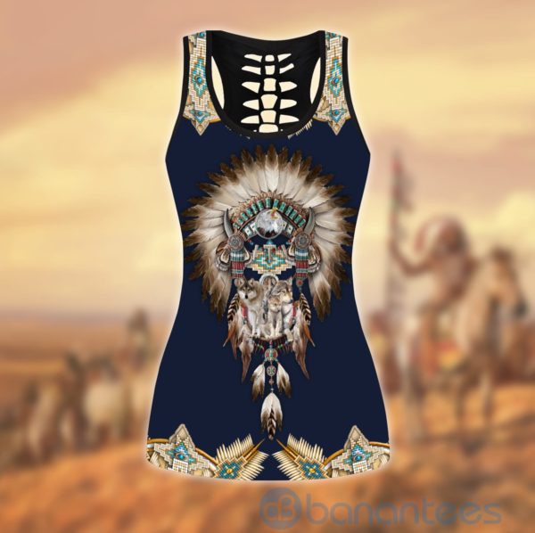 Native American Wolf Family Tank Top Legging Set Outfit Product Photo