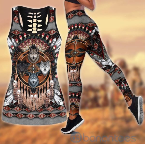 Native American Wolf Tank Top Legging Set Outfit Product Photo