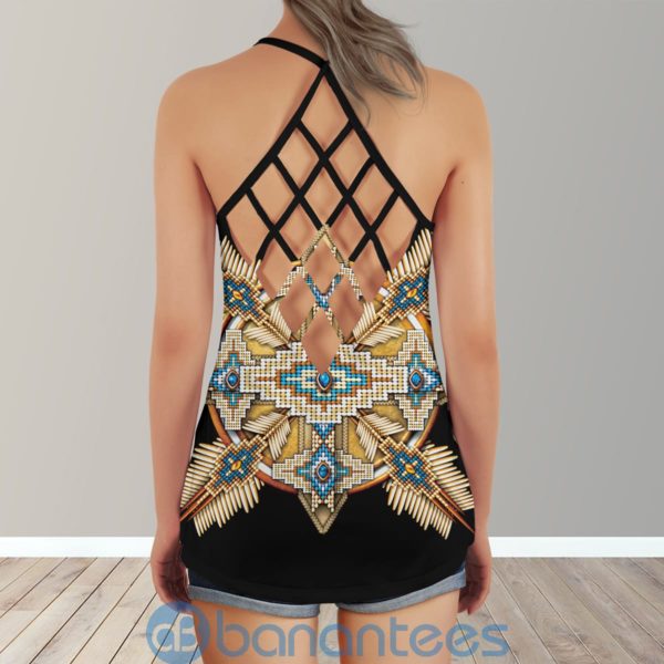 Native Wolf American Girl Yoga DreamCatcher Criss Cross Tank Top Product Photo