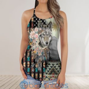 Native Wolf Indian American Geometric Dream Catcher Criss Cross Tank Top Product Photo