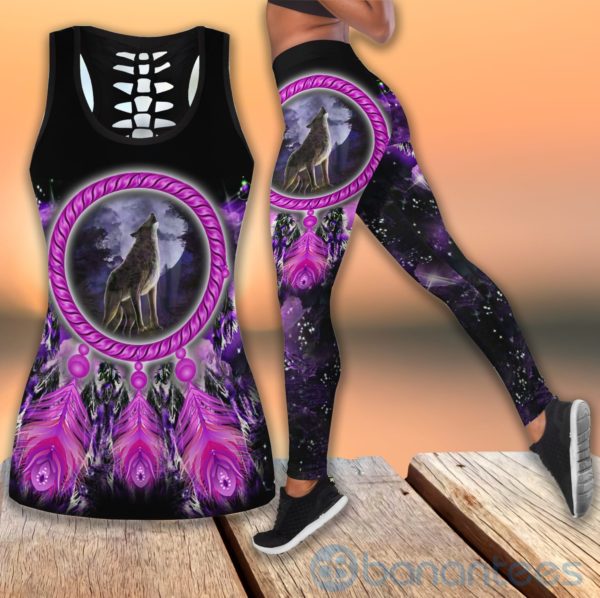 Native Wolf Violet Tank Top Legging Set Outfit Product Photo