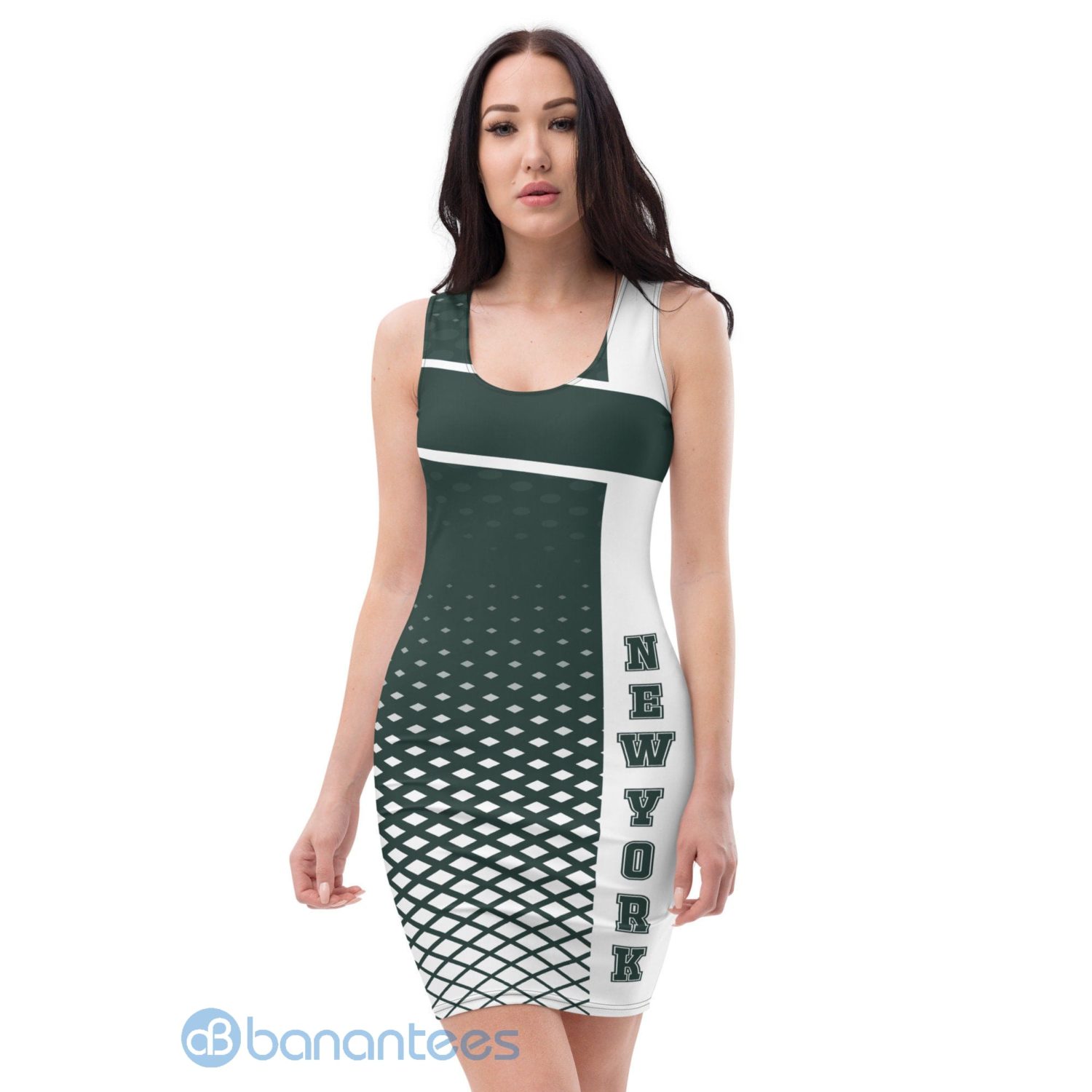 new-york-green-white-racerback-dress-for-women-2-6g0TE.jpg New York Green White Racerback Dress For Women Product Photo