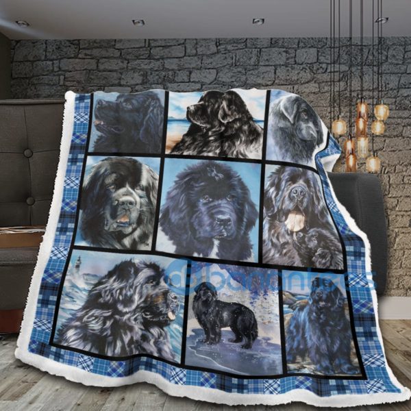 Newfoundland Dog Art Design Sherpa Blanket Product Photo
