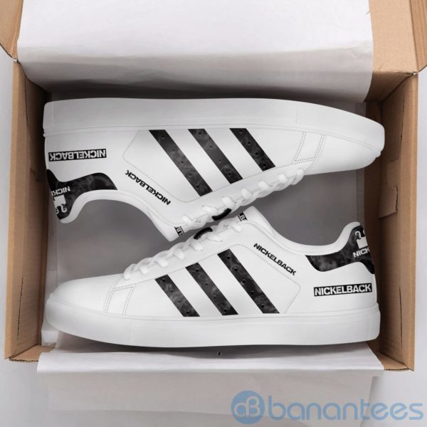Nickelback Black Striped White Low Top Skate Shoes Product Photo