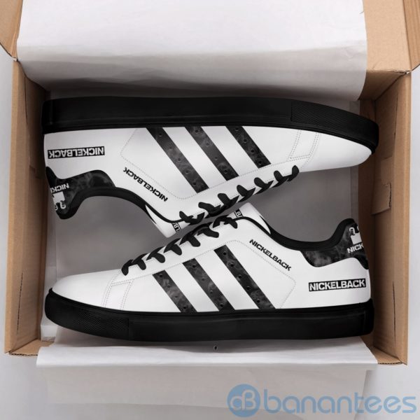 Nickelback Black Striped White Low Top Skate Shoes Product Photo