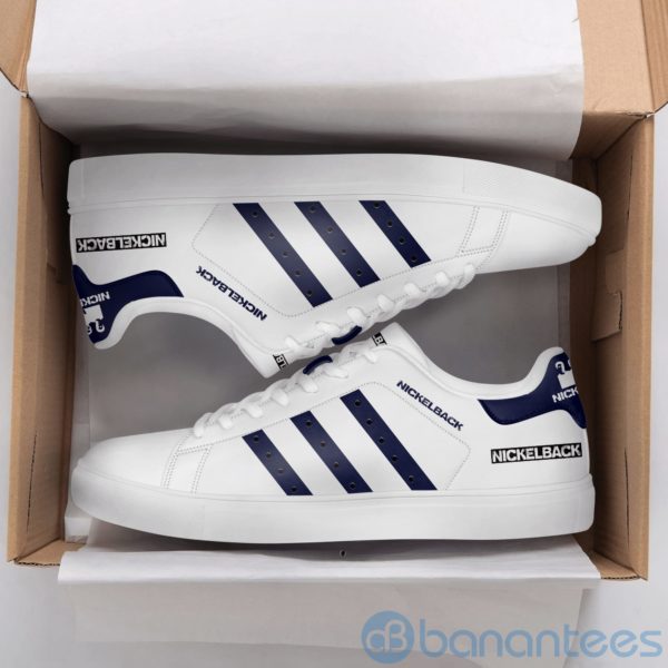 Nickelback Navy Striped White Low Top Skate Shoes Product Photo