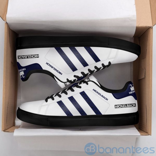 Nickelback Navy Striped White Low Top Skate Shoes Product Photo