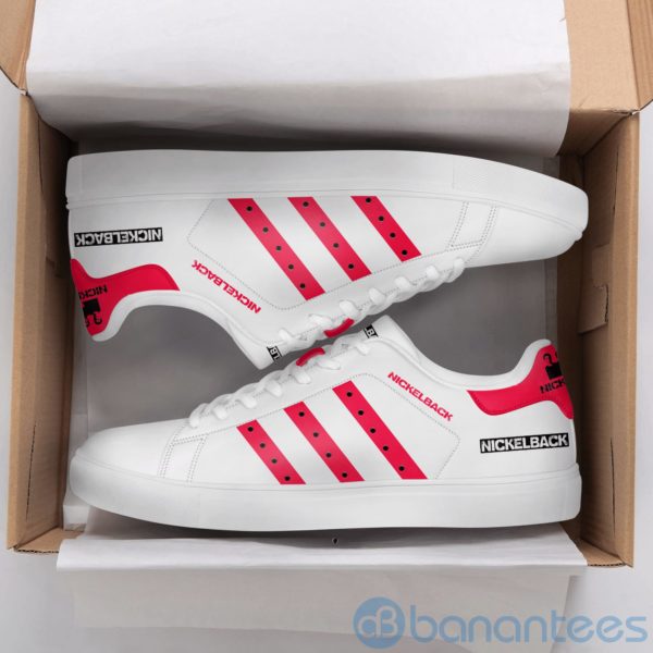 Nickelback Pink Striped White Low Top Skate Shoes Product Photo