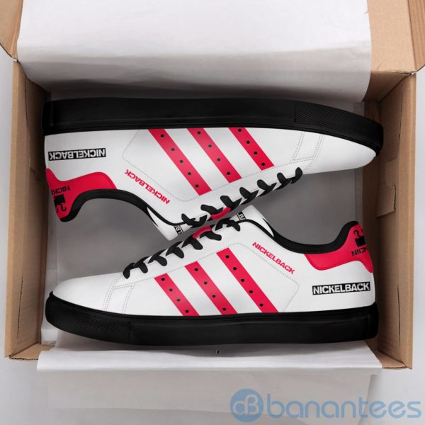 Nickelback Pink Striped White Low Top Skate Shoes Product Photo