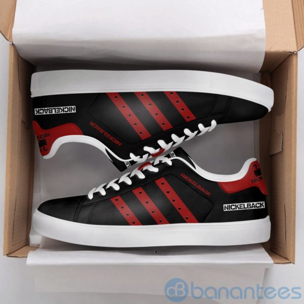Nickelback Red Striped Black Low Top Skate Shoes Product Photo