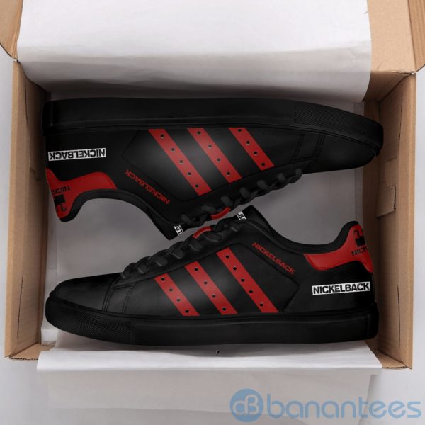 Nickelback Red Striped Black Low Top Skate Shoes Product Photo