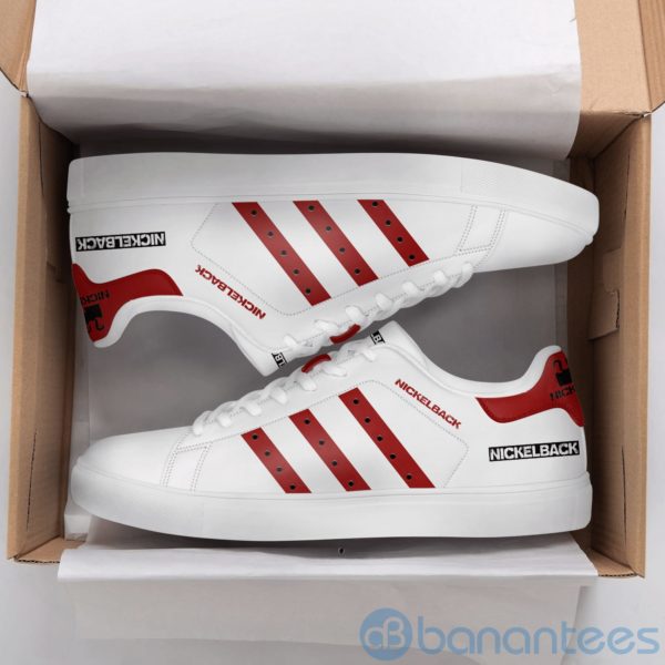 Nickelback Red Striped White Low Top Skate Shoes Product Photo
