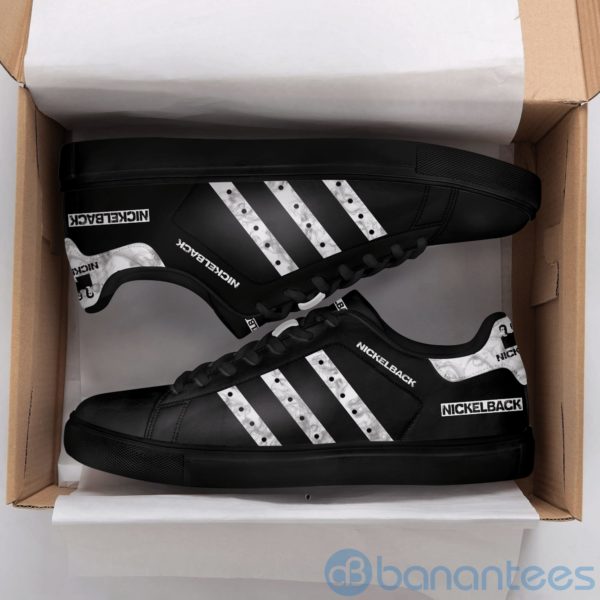 Nickelback White Striped Black Low Top Skate Shoes Product Photo