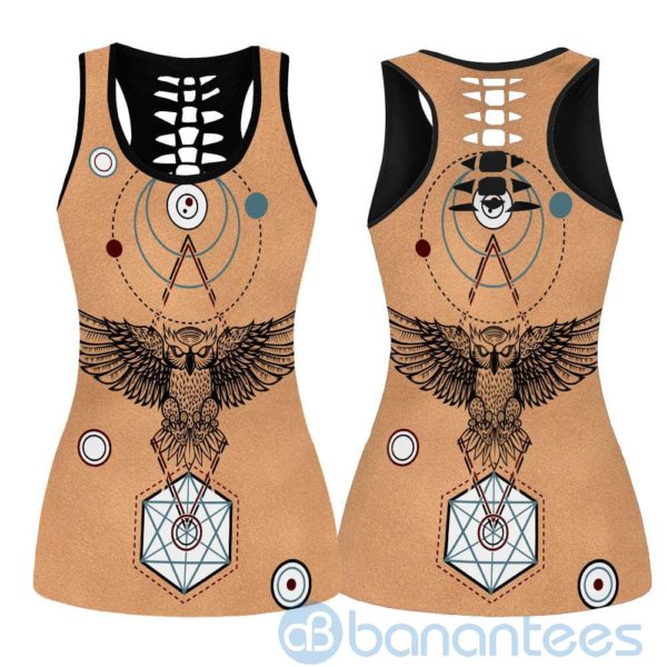 Owl Totem Tribal Peace Sacred Geometry Hollow Tank And Legging Outfit Product Photo