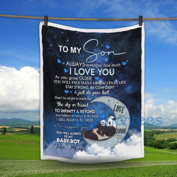 Panda To My Son You'll Always Be My Baby Boy Sherpa Blanket Product Photo