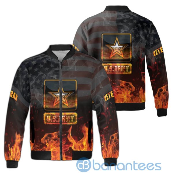Pariot Day US ARMY Veteran Fire Fireman Fleece Bomber Jacket Product Photo