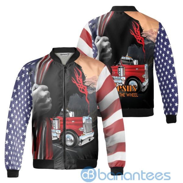 Personalized Name Jesus Take The Wheel Driver Trucker Fleece Bomber Jacket Product Photo