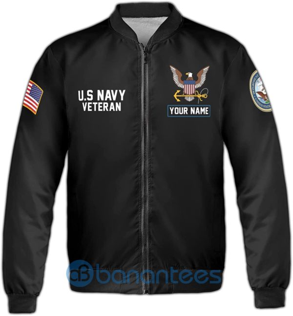 Personalized U.S Navy Veteran Fleece Bomber Jacket Product Photo