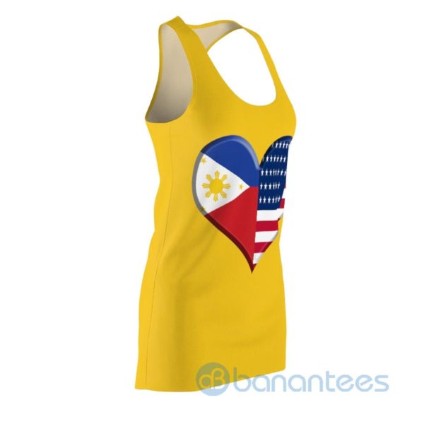 Philippine American Flag Heart CFutural Pride Yellow Racerback Dress For Women Product Photo
