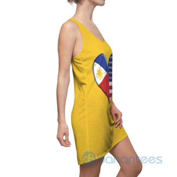 Philippine American Flag Heart CFutural Pride Yellow Racerback Dress For Women Product Photo