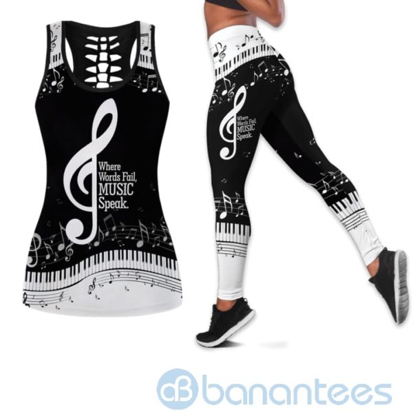 Piano Words Fail, Music Speak Tank Top Legging Set Outfit Product Photo