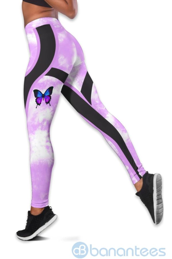 Pink Butterflies Hollow Tank And Legging Outfit Product Photo