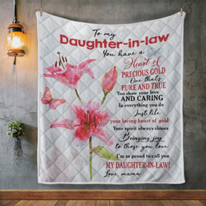 Pink Flower To My Daughter In Law Blanket Quilt Product Photo