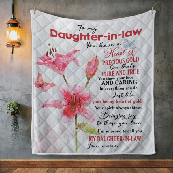 Pink Flower To My Daughter In Law Blanket Quilt Product Photo