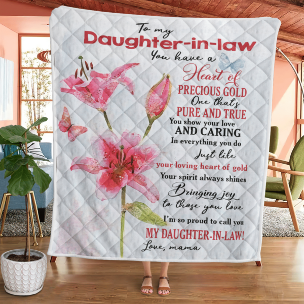 Pink Flower To My Daughter In Law Blanket Quilt Product Photo