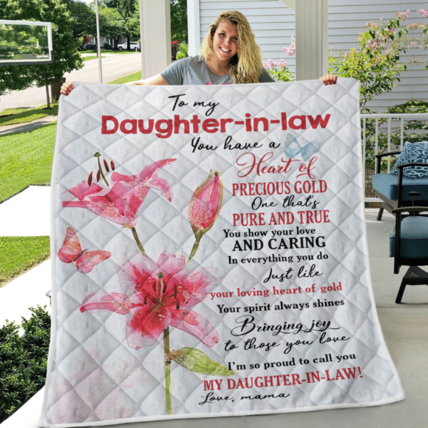 Pink Flower To My Daughter In Law Blanket Quilt Product Photo